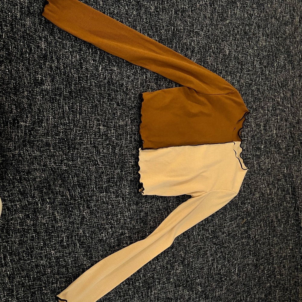 Two-Tone Long Sleeve Crop Top